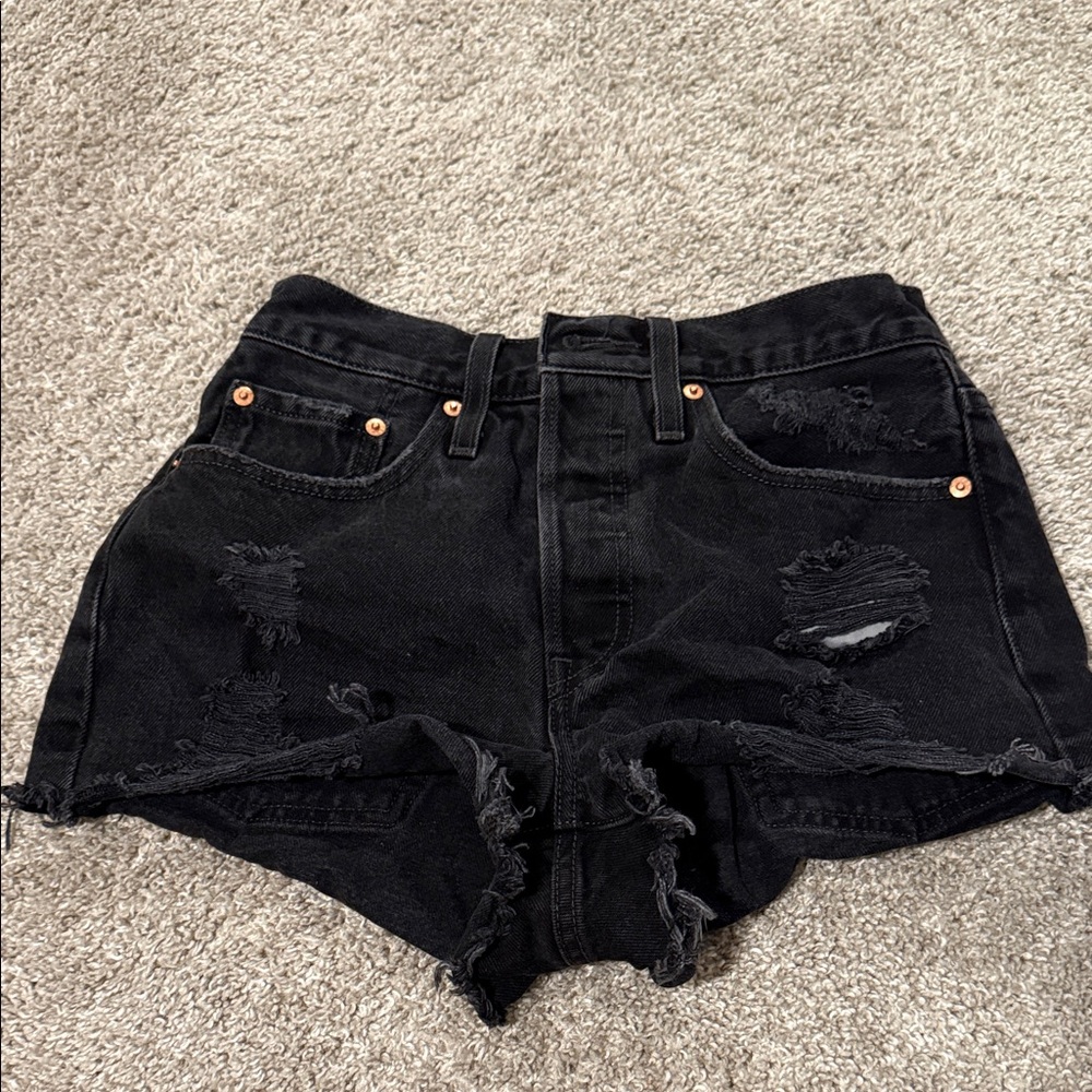 Black Distressed Women Shorts